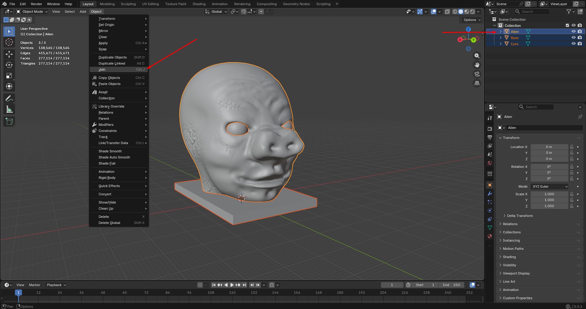 Selección de todos los objetos en Blender